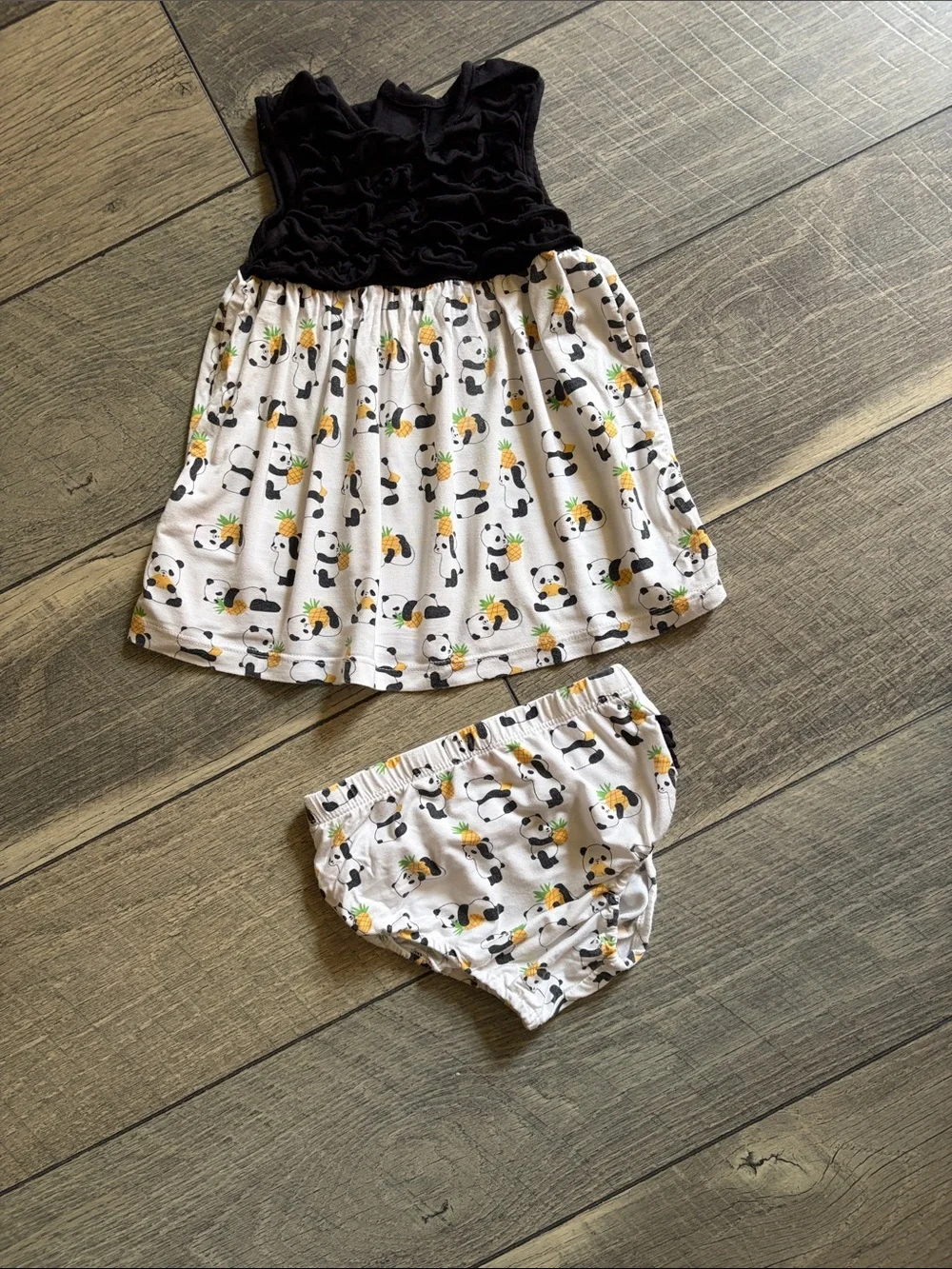 Magnetic Me Black & White Panda Pineapple Dress Set